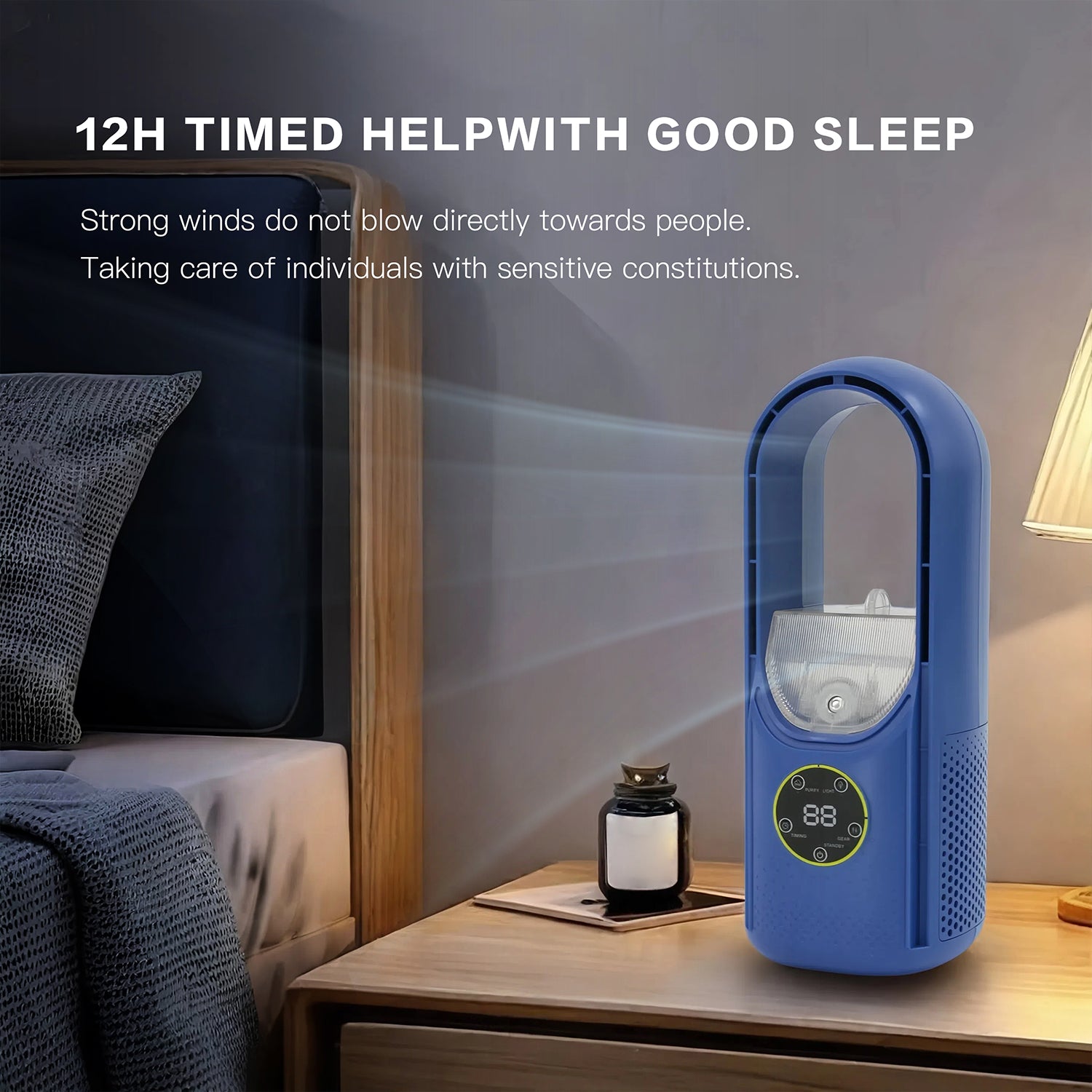 Relialable Portable Evaporative Air Cooler with Humidifier - 3-Speed USB Desktop Mini AC Fan, Personal Cooling for Office, Bedroom, , Campi