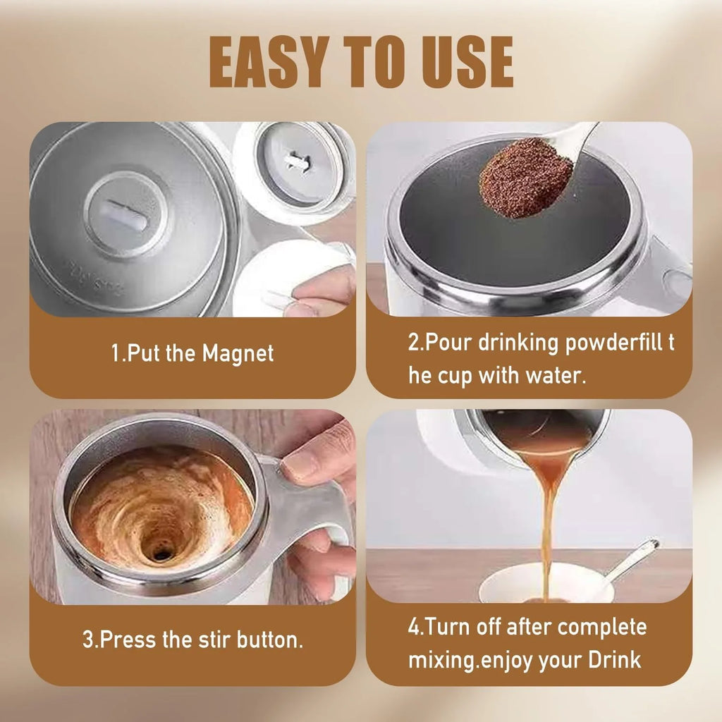 Personal Self Stirring Coffee Mug Automatic Magnetic Stirring Cup Rechargeable Stainless Steel Electric Mug for Coffee Tea Milk Hot Drink