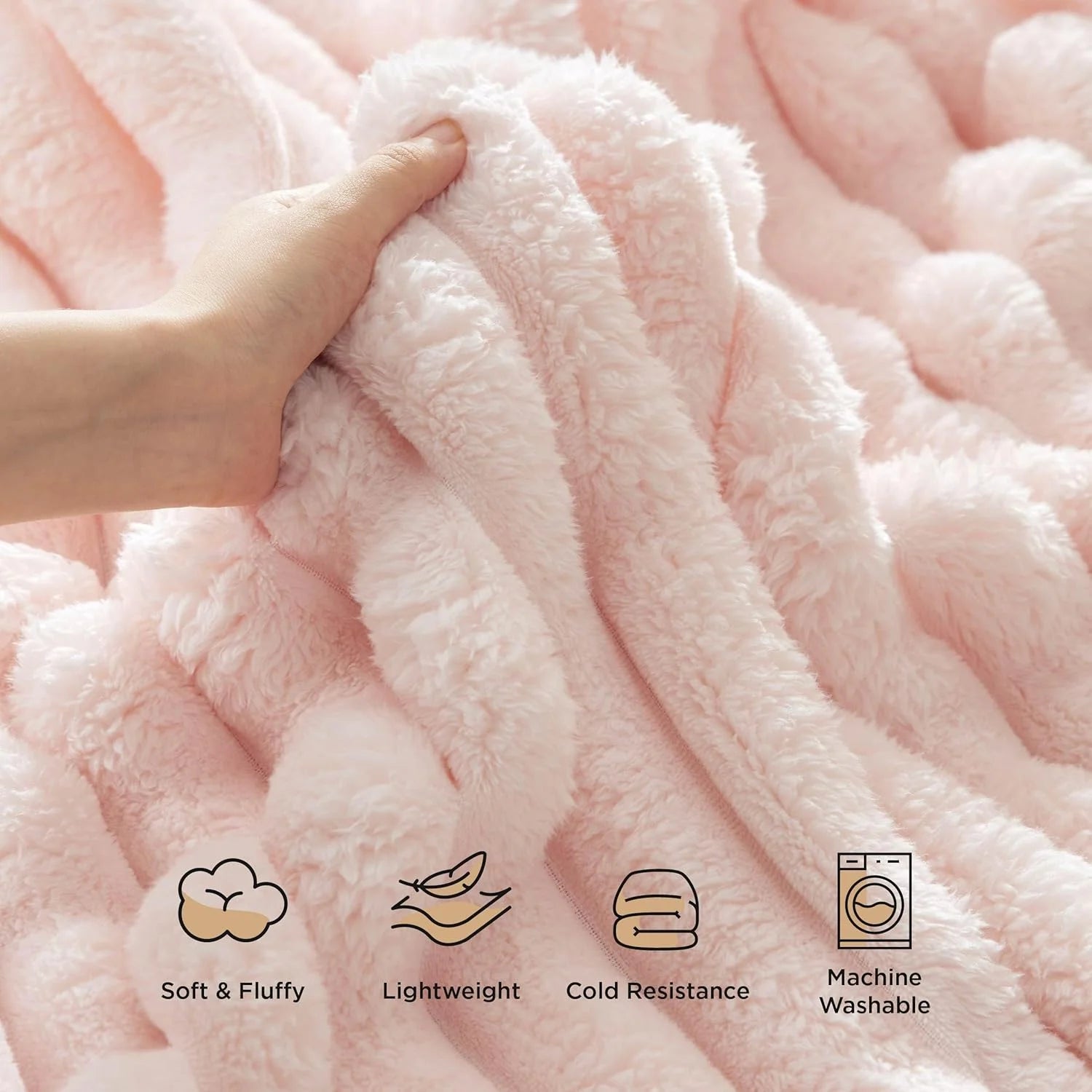 Soft & Doux Faux Fur Rabbit Stripped Blanket, Warm, Thick for Bed, Sofa, Dormitory and Office, Versatile Use and Durable