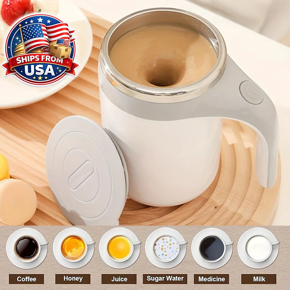 Personal Self Stirring Coffee Mug Automatic Magnetic Stirring Cup Rechargeable Stainless Steel Electric Mug for Coffee Tea Milk Hot Drink