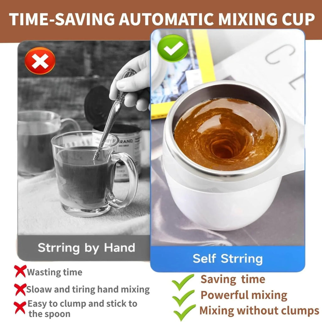 Personal Self Stirring Coffee Mug Automatic Magnetic Stirring Cup Rechargeable Stainless Steel Electric Mug for Coffee Tea Milk Hot Drink