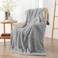 Soft & Doux Faux Fur Rabbit Stripped Blanket, Warm, Thick for Bed, Sofa, Dormitory and Office, Versatile Use and Durable