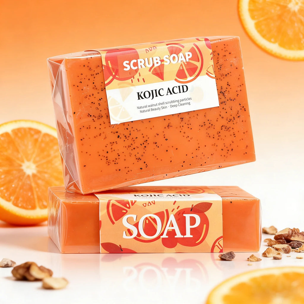 Premium Whitening Turmeric Kojic Acid Scrub Soap Bar Natural Exfoliating Oil Control Facial Body Soap Glycerin Essential Oil-OEM Private