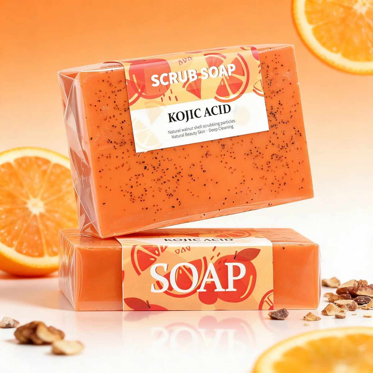 Premium Whitening Turmeric Kojic Acid Scrub Soap Bar Natural Exfoliating Oil Control Facial Body Soap Glycerin Essential Oil-OEM Private