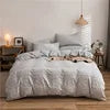 Firm & Solid Color Double-sided Three-dimensional Cut Flower 4pcs Set Bedding Quilts King Queen Size Soft Warm Wavy Grain Comforter Set