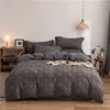 Firm & Solid Color Double-sided Three-dimensional Cut Flower 4pcs Set Bedding Quilts King Queen Size Soft Warm Wavy Grain Comforter Set
