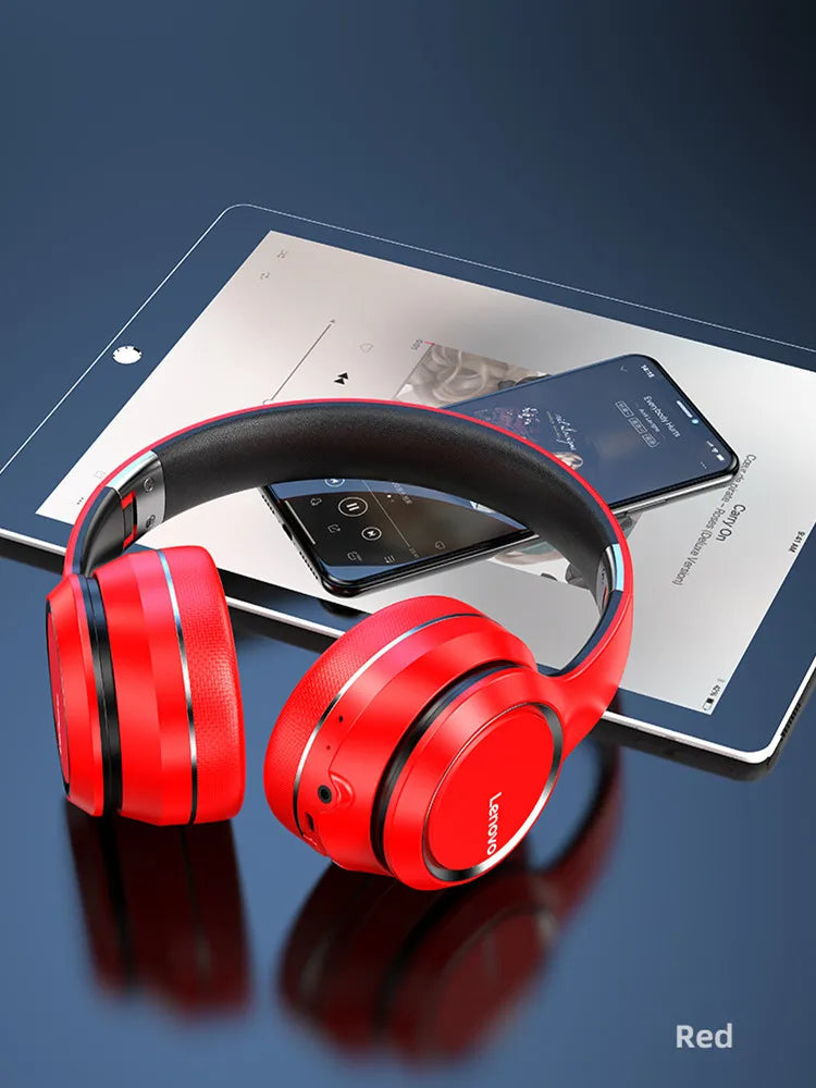 Dual Lenovo HD200 Bluetooth Earphones Over-ear Foldable Computer Wireless Headphones Noise Cancellation HIFI Stereo Gaming Headset