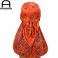 Fashion Men Silk Durags Paisley Design Printing Silky Durags Long Straps Headwear Head Scarf Wave Cap Headwrap Durags