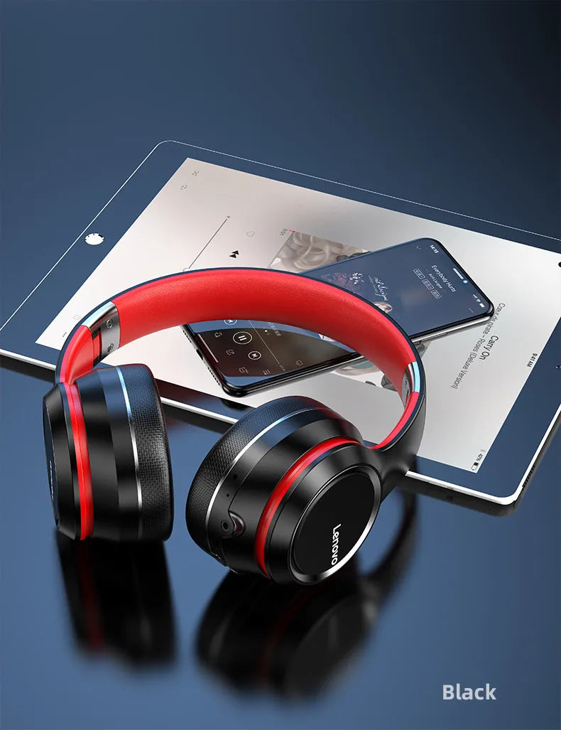 Dual Lenovo HD200 Bluetooth Earphones Over-ear Foldable Computer Wireless Headphones Noise Cancellation HIFI Stereo Gaming Headset