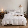 Firm & Solid Color Double-sided Three-dimensional Cut Flower 4pcs Set Bedding Quilts King Queen Size Soft Warm Wavy Grain Comforter Set