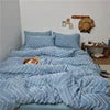 Firm & Solid Color Double-sided Three-dimensional Cut Flower 4pcs Set Bedding Quilts King Queen Size Soft Warm Wavy Grain Comforter Set