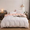 Firm & Solid Color Double-sided Three-dimensional Cut Flower 4pcs Set Bedding Quilts King Queen Size Soft Warm Wavy Grain Comforter Set