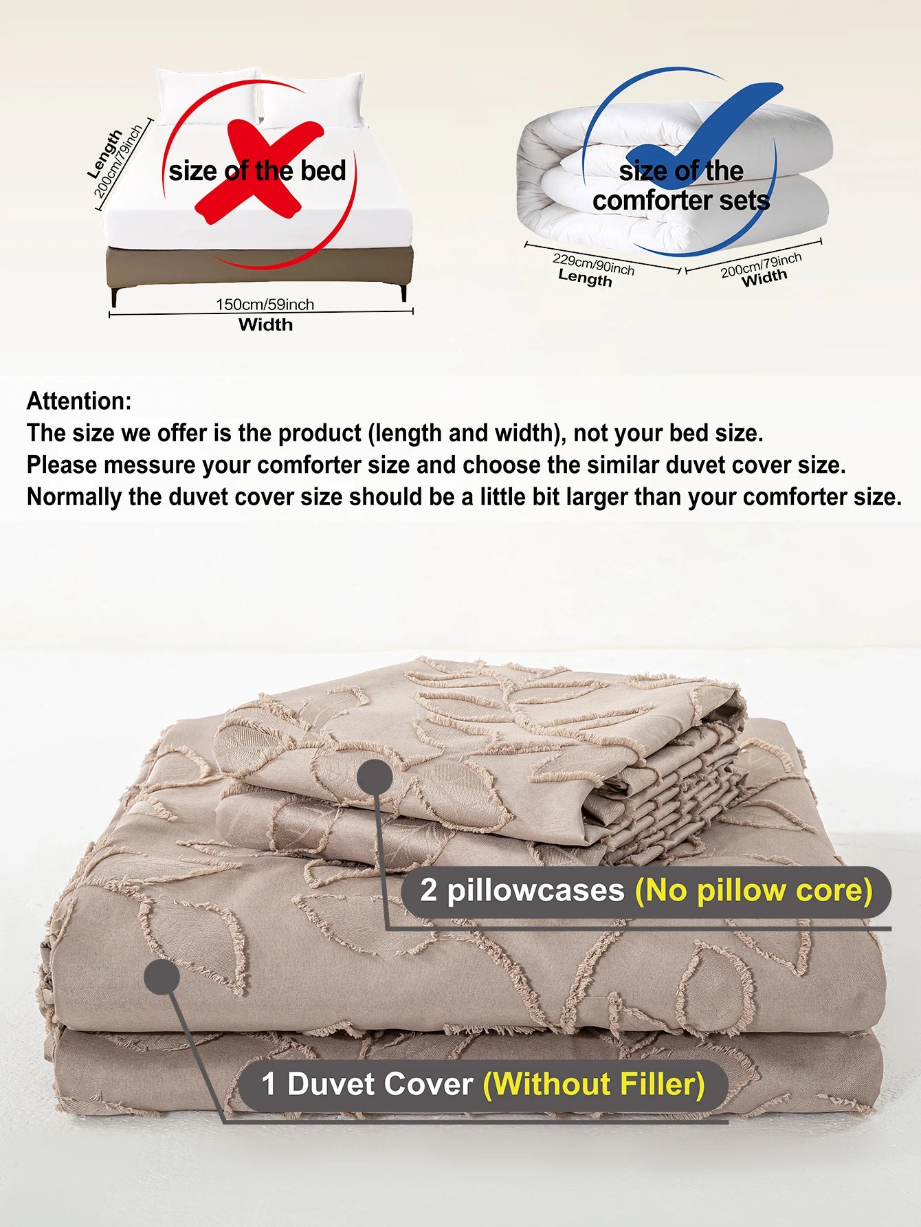 Cutting flower Bedding 3pcs Set with Zip Closure - Polyester, All-Season Comforter Set (Comforter & Pillow Shams Not Included)