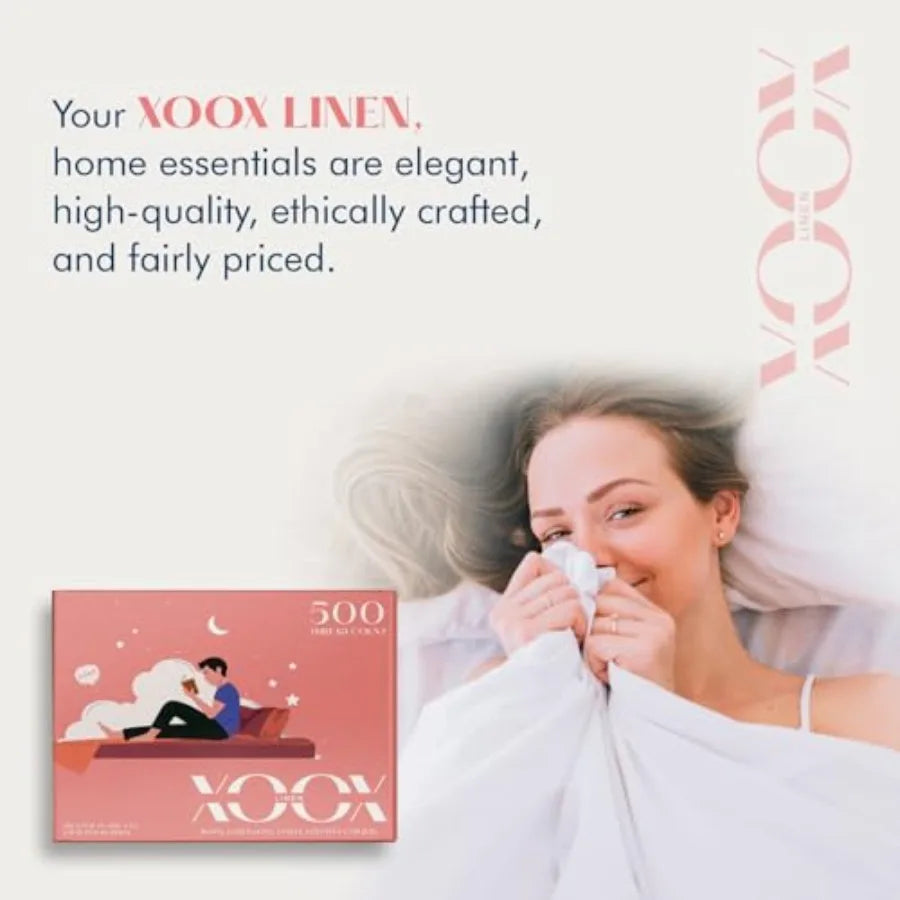 Comfy Sheet Sets Cotton - 500 Thread Count 100% Cotton Sheets 4 PC Luxury Soft Breathable Cooling Extra Large 16" Deep Pocket Sateen