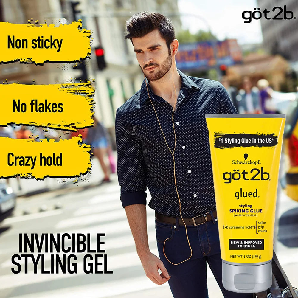 Combo Got2b Glued Spiking Glue Hair Gel Water invisible Resistant Strong Hold for wig adhesives dege control gel for Screaming Hold