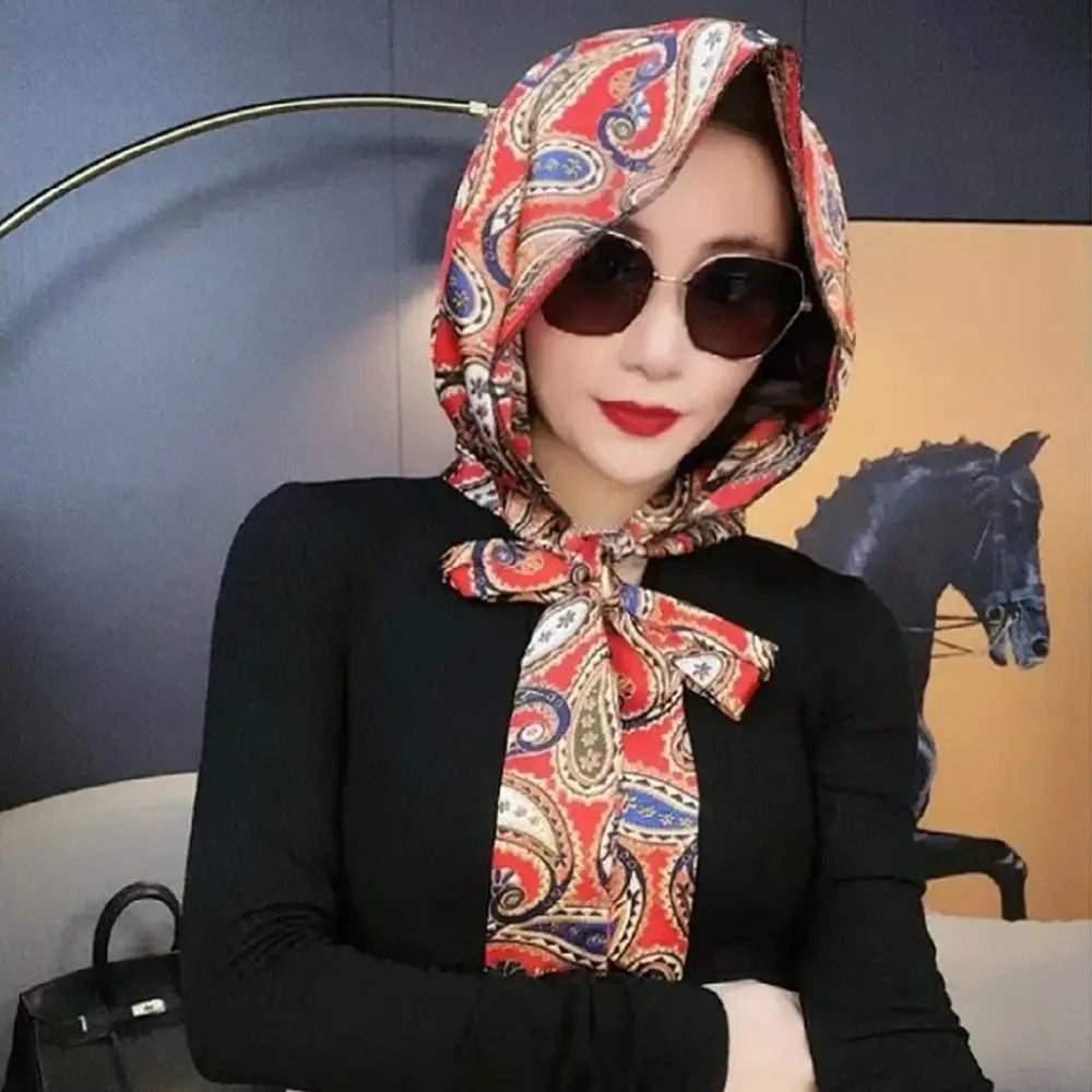 Scarf Style Women Simulation Silk Sunscreen Muslim Turban Hijab Cap Baotou Hat Headscarf