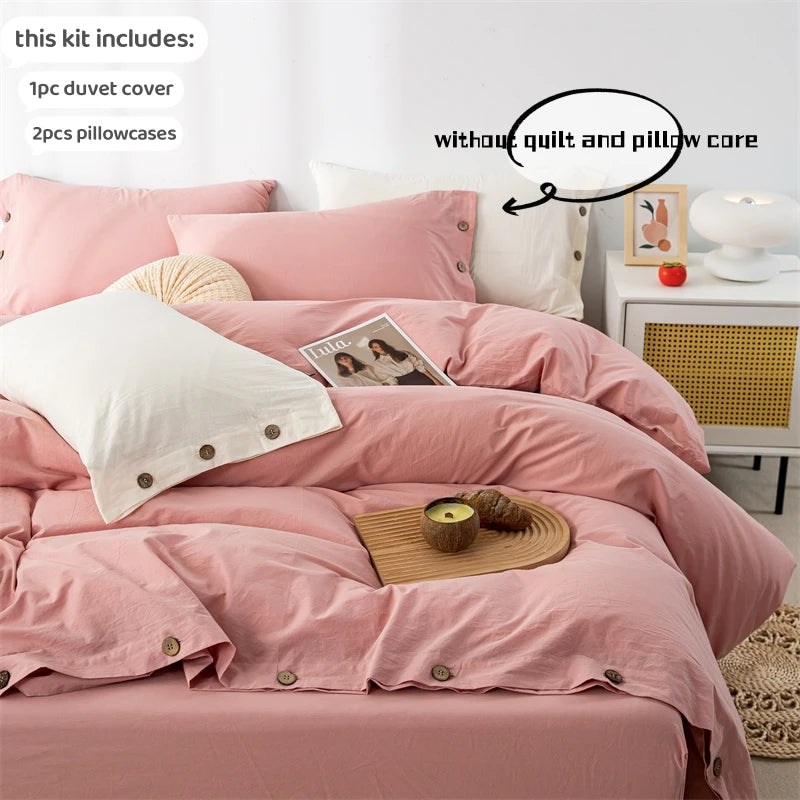 Hight Quality 3pcs  100% cotton bedding set Double Duvet Cover Set 220x240 Solid Twist Cotton King Size Bedding Set Quilt Cover Set