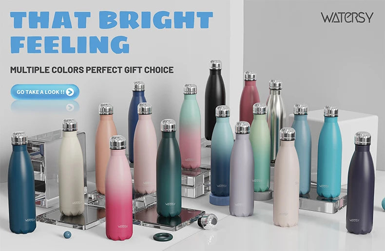 Stainless Steel Water Bottle 500ml Insulated Vacuum Flask Double Wall Thermal Cup Keep Cold Hot Sports Kettle