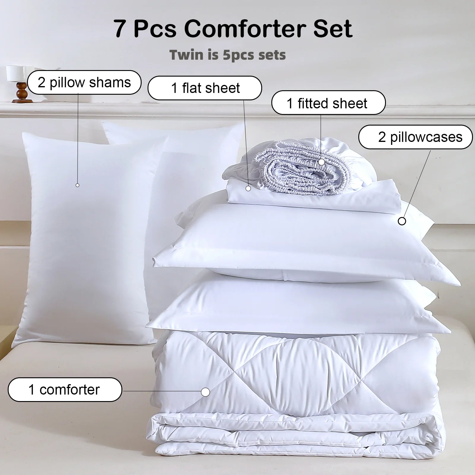 Twin Full Queen King 5pcs/7pcs Bedding Sets Home Decor Comforter Flat Sheet Fitted Sheet Pillowcases Sleeping Sets