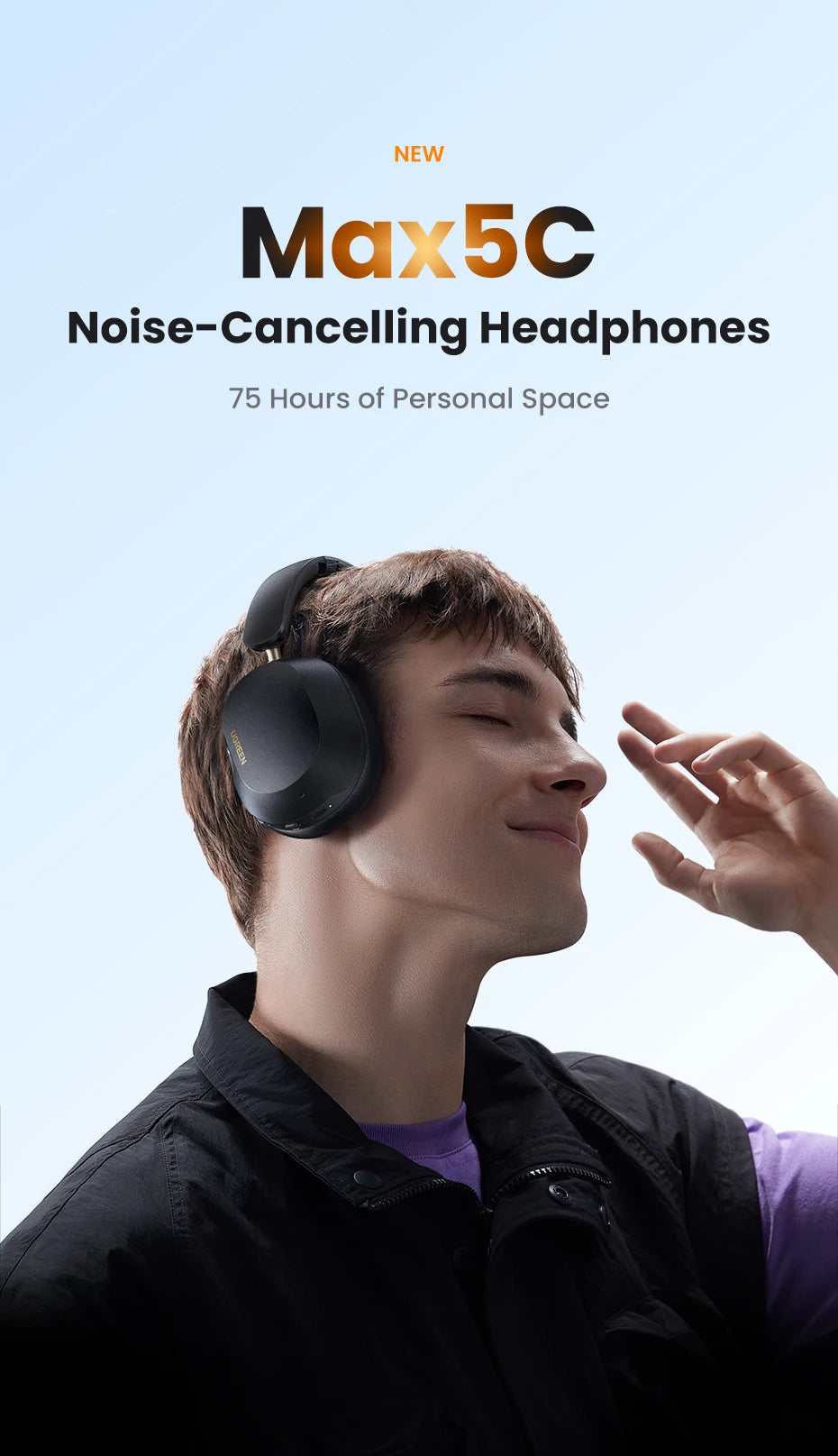 Hight Quality Wireless Bluetooth Headphones 43dB Hybrid Active Noise Cancellation Hi-Res LDAC 75H Spatial Audio Headset Earphones