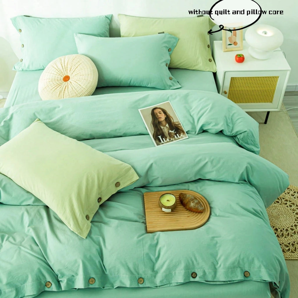 Hight Quality 3pcs  100% cotton bedding set Double Duvet Cover Set 220x240 Solid Twist Cotton King Size Bedding Set Quilt Cover Set