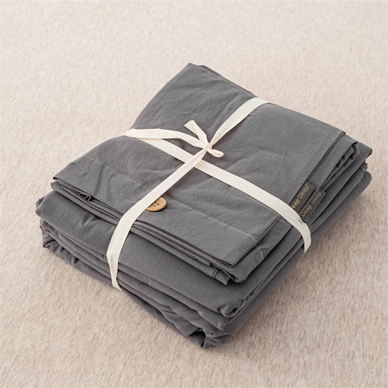 Hight Quality 3pcs  100% cotton bedding set Double Duvet Cover Set 220x240 Solid Twist Cotton King Size Bedding Set Quilt Cover Set