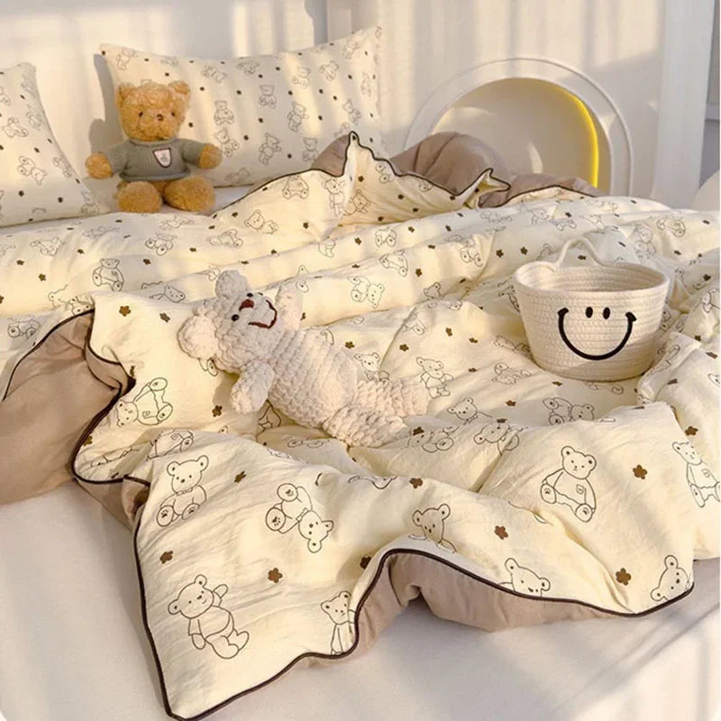 Ideal Printed Double Gauze Summer Quilt Grade A Lightweight Air Conditioning Quilt Soya Fibre Fill Soft Breathable Cool Summer Blanket