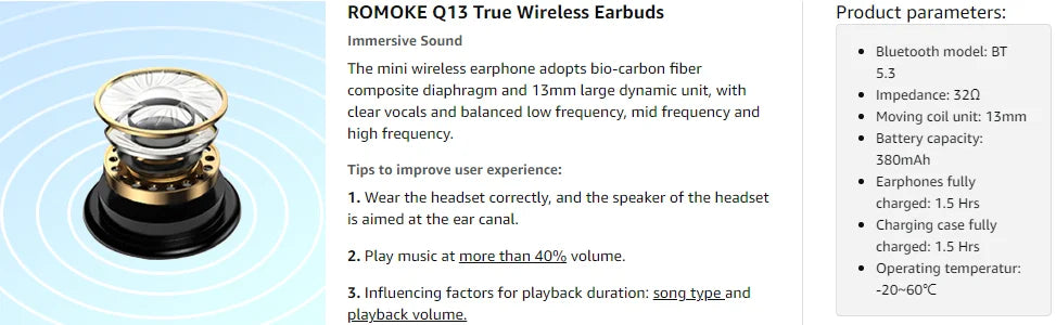 Deep Bass Wireless Earbuds, Bluetooth 5.3 Earbuds Stereo Bass, Noise Cancelling Mic, Earphones IPX7 Waterproof Sports, 35H Playback.