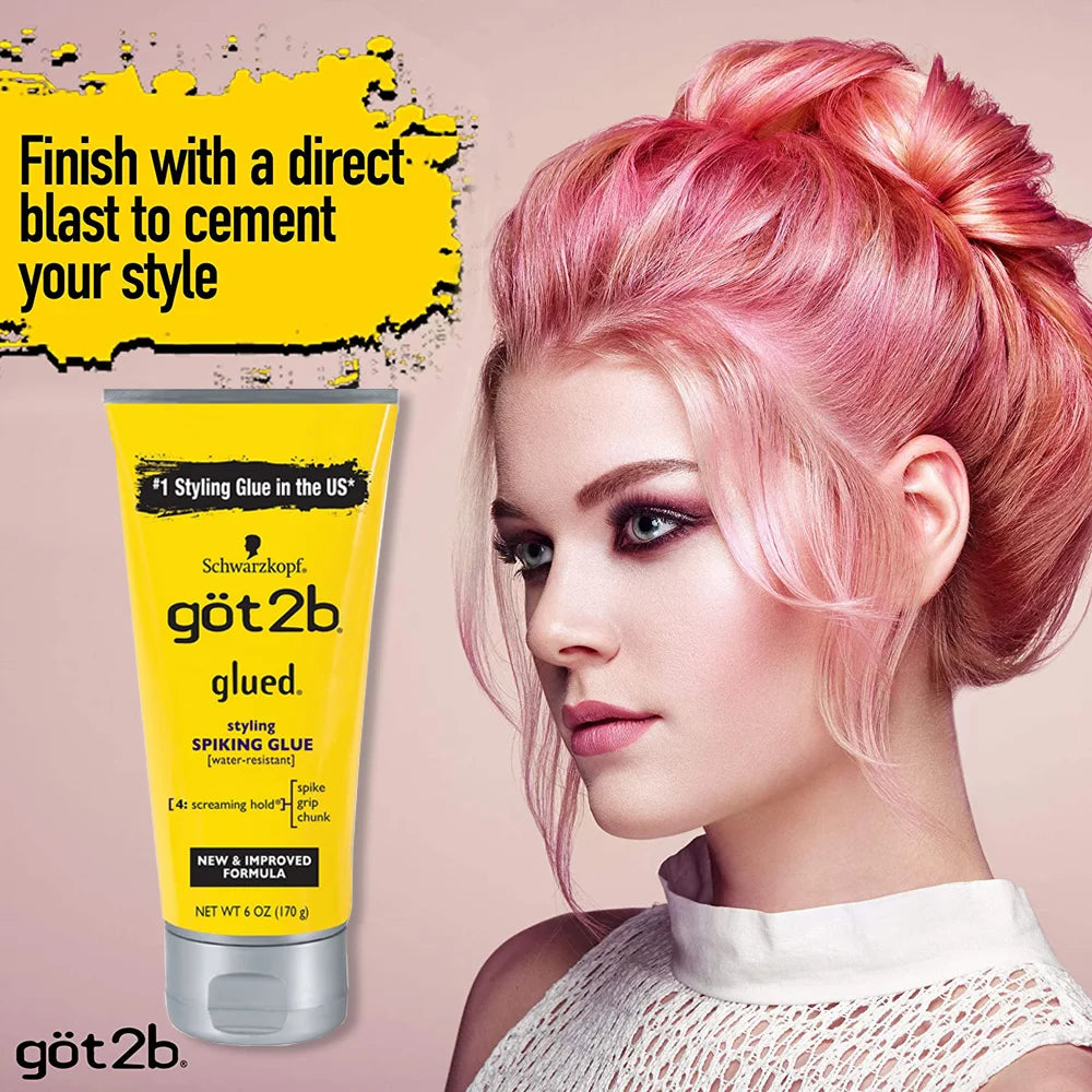 Combo Got2b Glued Spiking Glue Hair Gel Water invisible Resistant Strong Hold for wig adhesives dege control gel for Screaming Hold