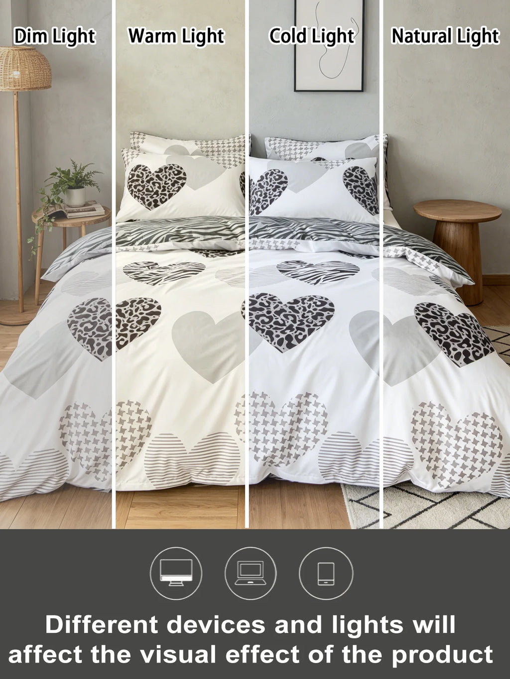 Leopard print heart-shaped duvet cover 3pcs   set, soft and breathable, modern for bedroom decoration, queen/king size bed