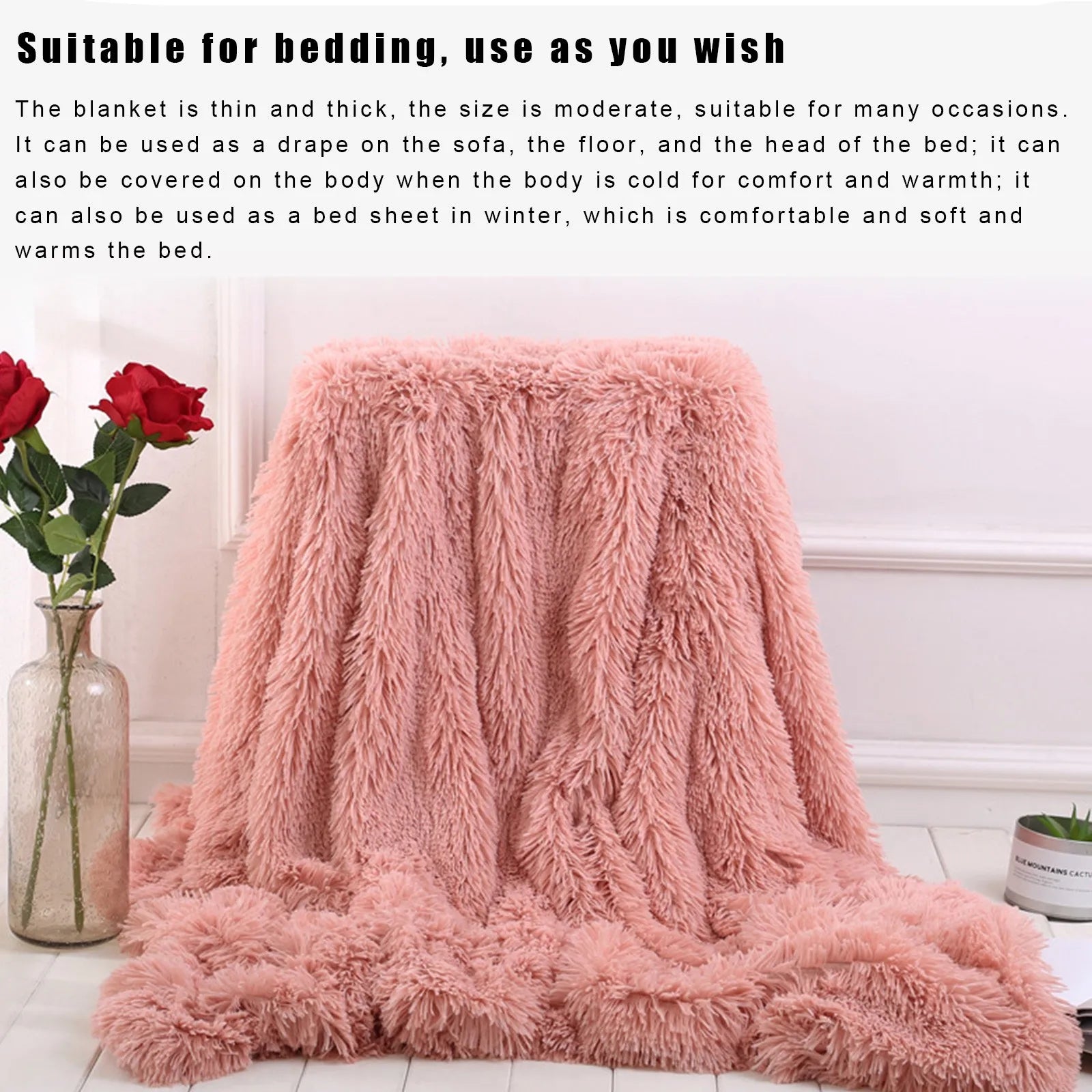 Fuzzy Fur 1PCS Super Soft Faux Elegant Cozy With Fluffy Throw Blanket Bed Sofa Bedspread Long Shaggy Soft Warm Bedding Sheet