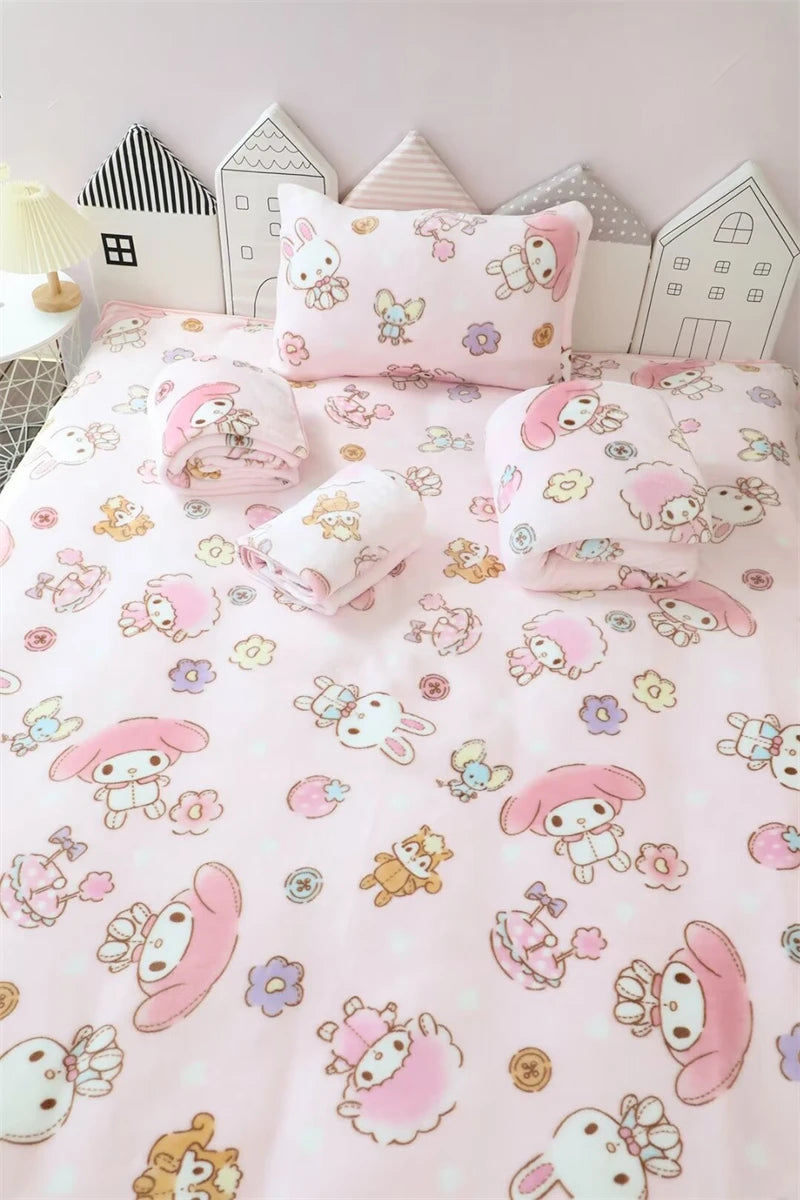 Ideal Nap Blanket & Sofa Cover Blanket Kawaii Japanese Style Flannel Soft Warm Sheet Leg Blanket Girls Gifts