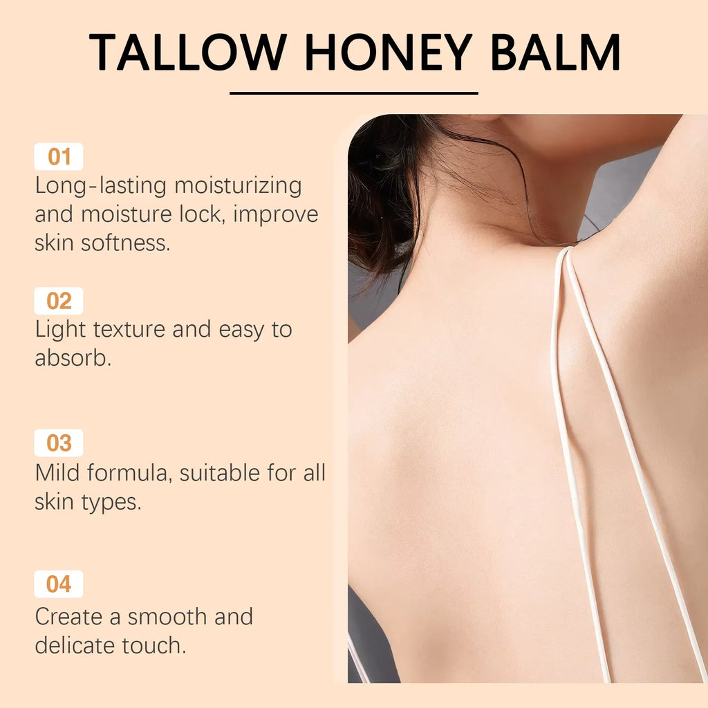 Pure Tallow Honey Balm Glowing Hydrating Skin Enhacne Elasticity Improve Dullness Fade Fine Lines Firming Face Body Moisturize Cream