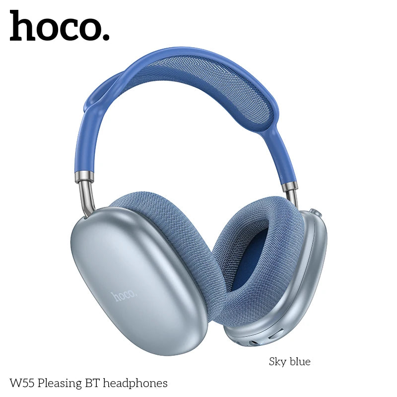 Stereo Headset Deep Bass HOCO W55 Over Ear Buetooth Earphone Wireless Music Headphone Mic HiFi Audio Sound Sport Earphones 40MM AUX TF