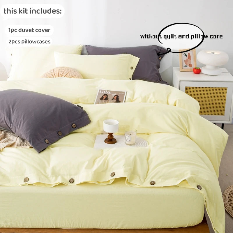 Hight Quality 3pcs  100% cotton bedding set Double Duvet Cover Set 220x240 Solid Twist Cotton King Size Bedding Set Quilt Cover Set