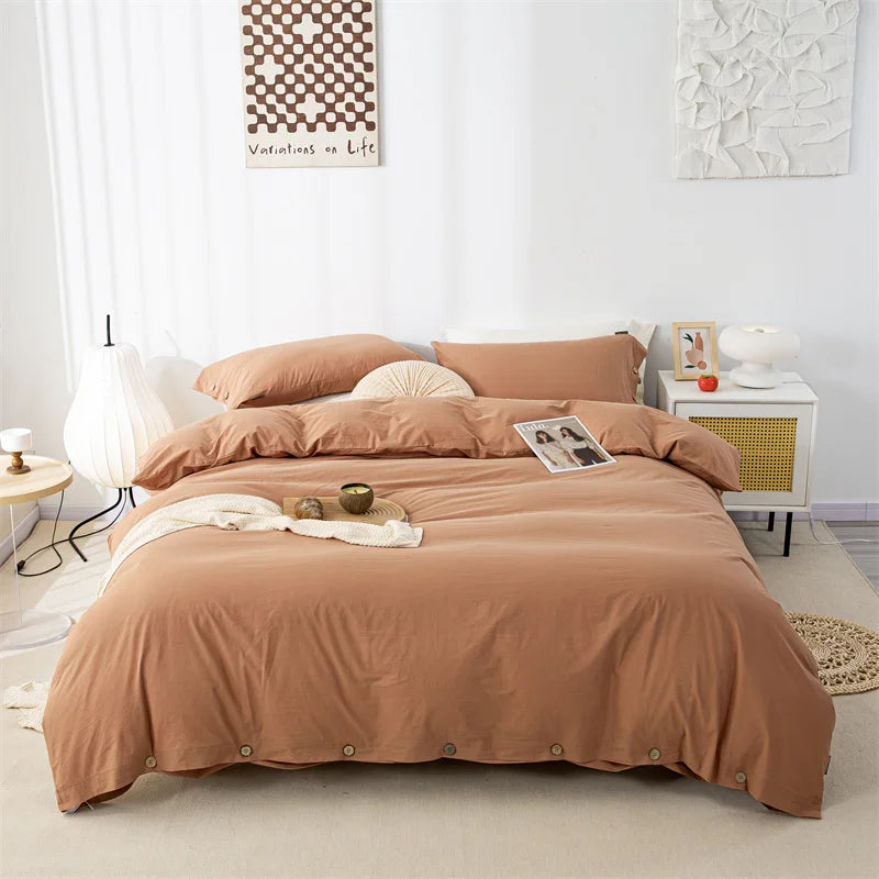 Hight Quality 3pcs  100% cotton bedding set Double Duvet Cover Set 220x240 Solid Twist Cotton King Size Bedding Set Quilt Cover Set