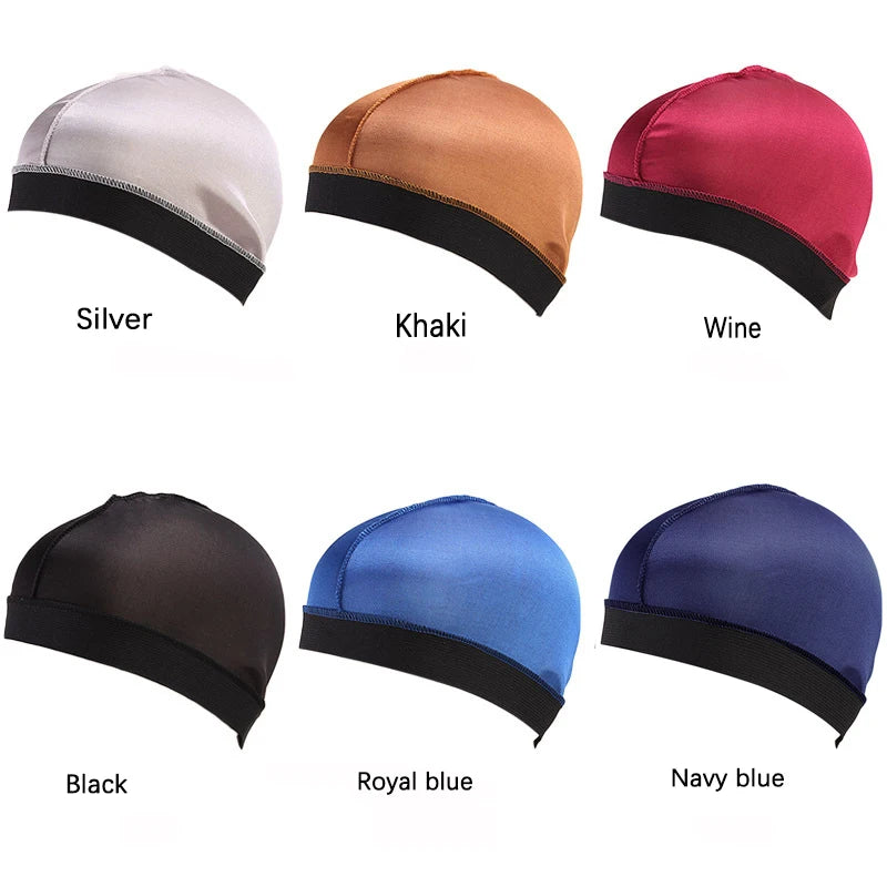 Solid Wave Caps Men Pure Color Caps  Elastic Breathable Wave Caps Polyester Multicolor Durag Cap Men Outdoor Wave Caps