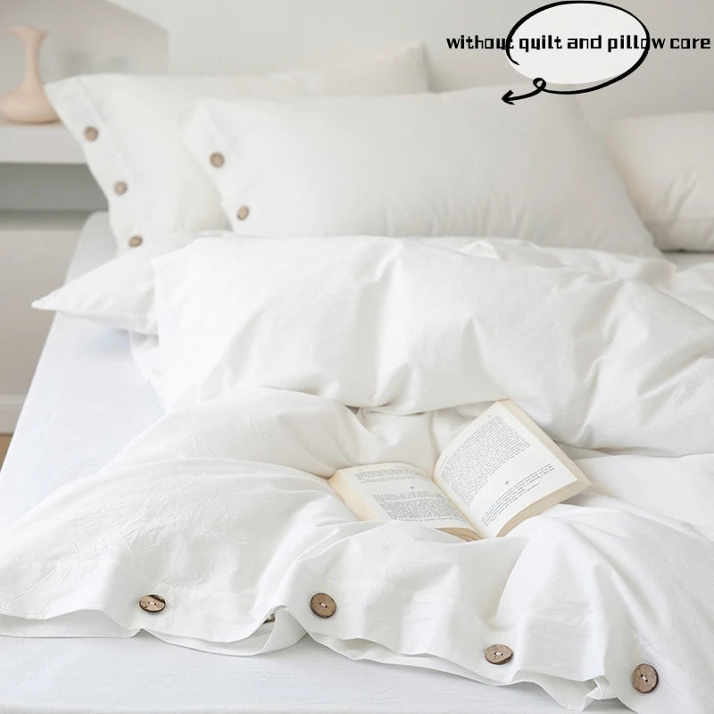 Hight Quality 3pcs  100% cotton bedding set Double Duvet Cover Set 220x240 Solid Twist Cotton King Size Bedding Set Quilt Cover Set