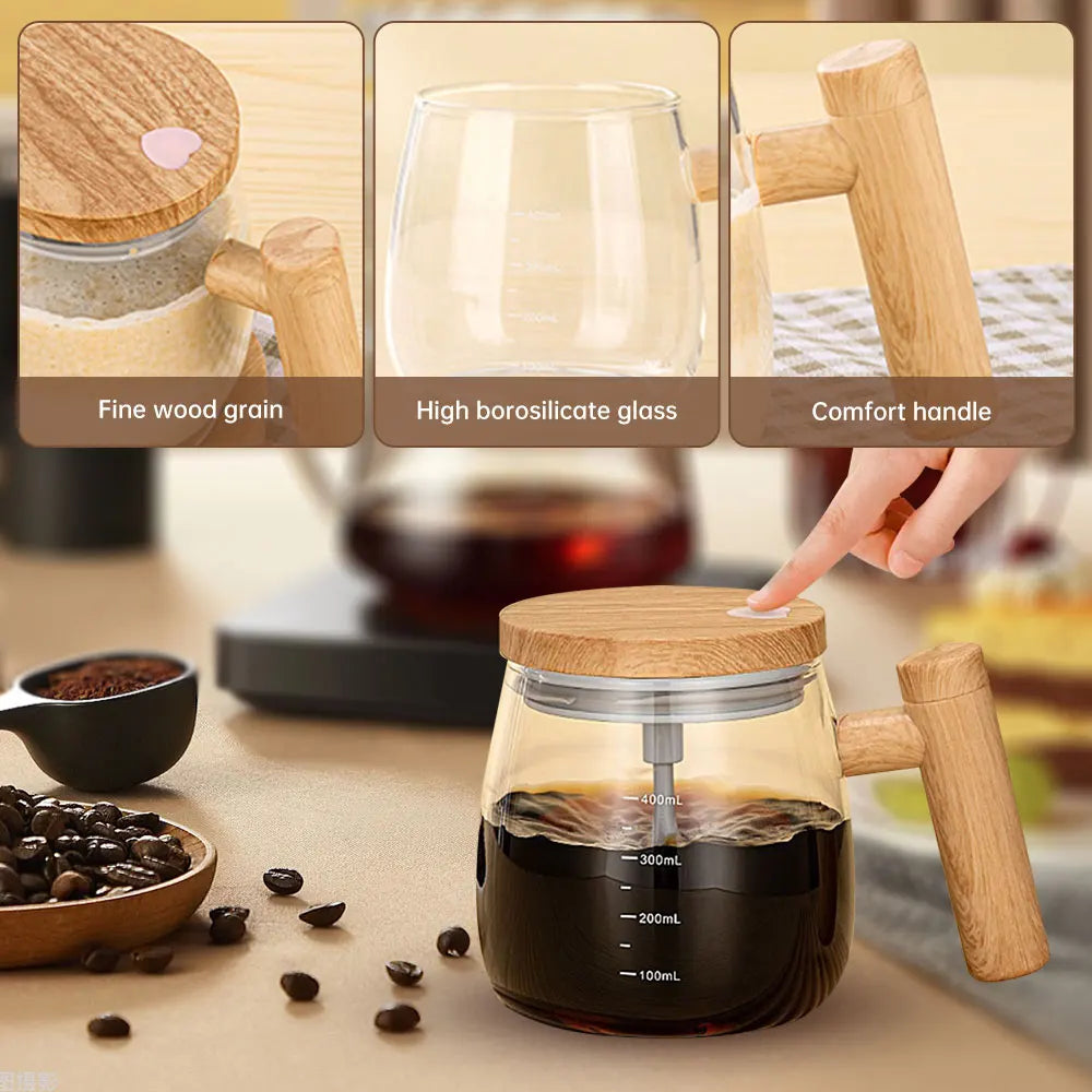 Coffee Stirring Cup Self Mixing Mug Glass Electric Automatic Mixing Cup 400ml Waterproof Electric Mixing Cup Home Supply