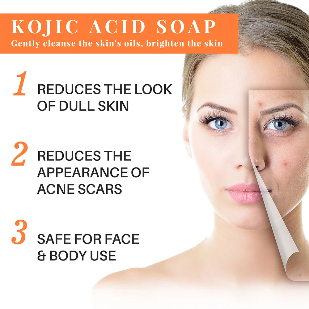 Homemade 2Pcs Kojic Acid Soap Natural Mild Non-Irritating Brightening Skin Exfoliator Body Face Cleansing Whitening Soap