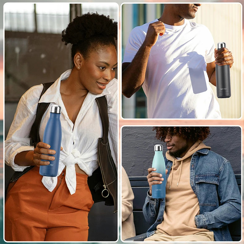 Stainless Steel Water Bottle 500ml Insulated Vacuum Flask Double Wall Thermal Cup Keep Cold Hot Sports Kettle