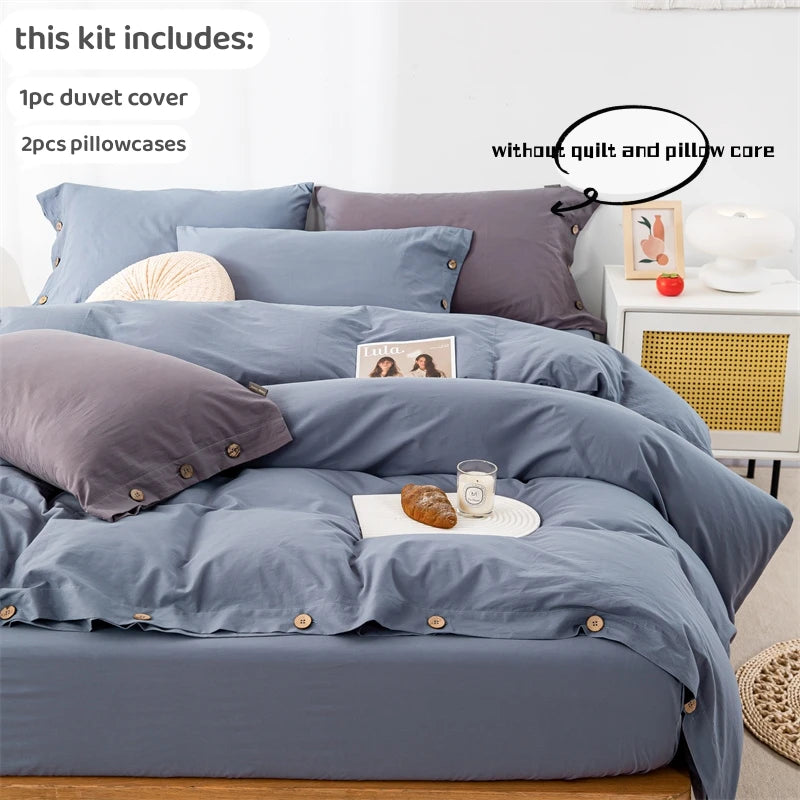 Hight Quality 3pcs  100% cotton bedding set Double Duvet Cover Set 220x240 Solid Twist Cotton King Size Bedding Set Quilt Cover Set