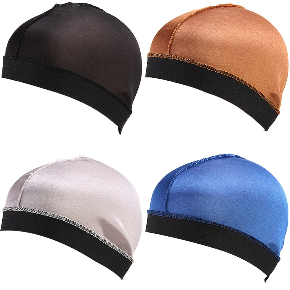 Solid Wave Caps Men Pure Color Caps  Elastic Breathable Wave Caps Polyester Multicolor Durag Cap Men Outdoor Wave Caps