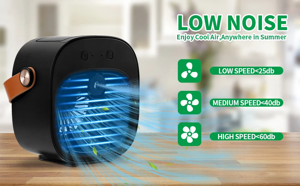 Mini Portable Air Conditioners Rechargeable,   Personal Air Cooler with 3 Speeds, Small Desk Air Conditioner