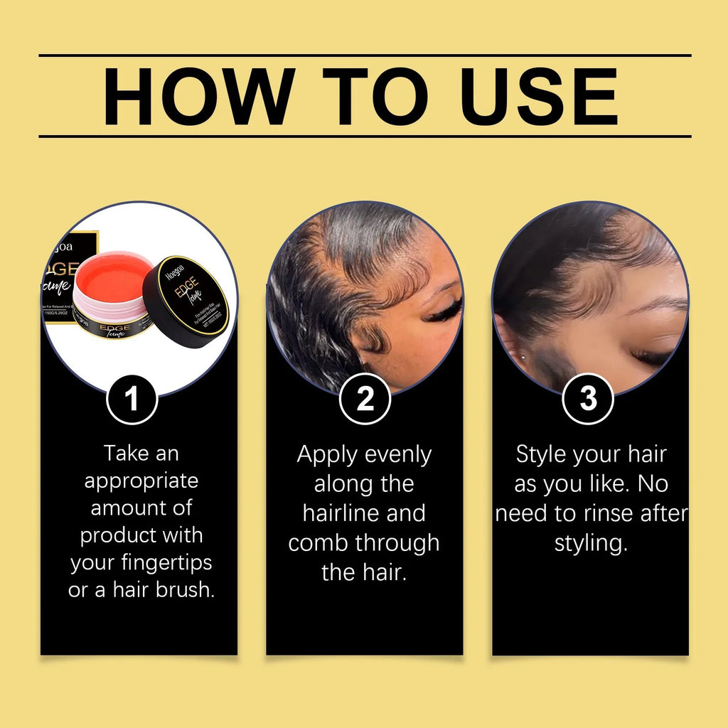 Edge Control  Styling Gel for All Hair Types Firm Hold Smooth Frizz Edge Control Enhance Gloss Fast Shaping Non Sticky Hair Wax 150g