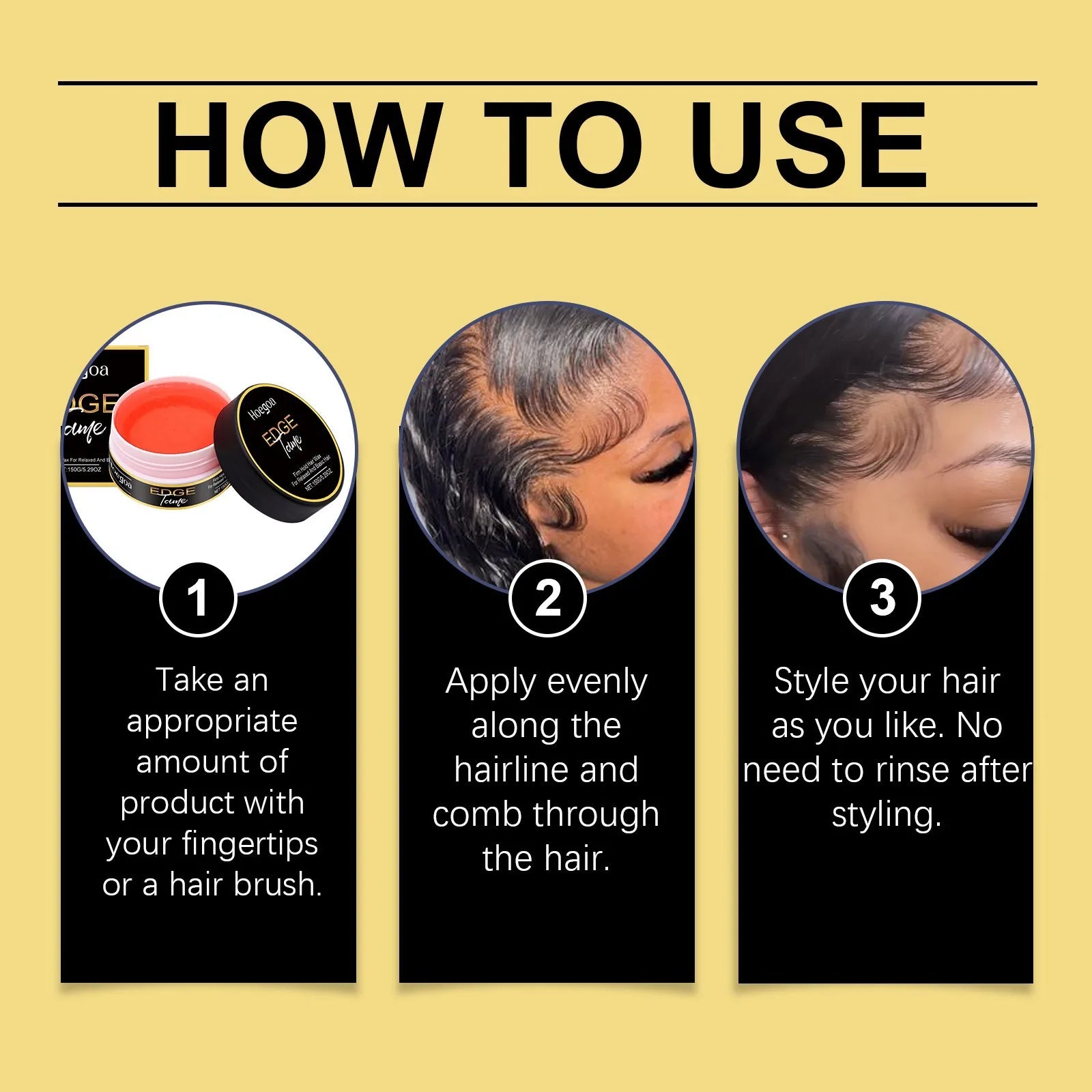 Edge Control  Styling Gel for All Hair Types Firm Hold Smooth Frizz Edge Control Enhance Gloss Fast Shaping Non Sticky Hair Wax 150g