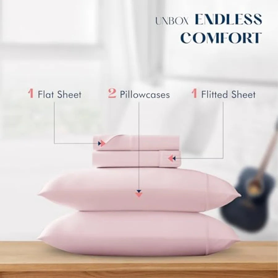 Comfy Sheet Sets Cotton - 500 Thread Count 100% Cotton Sheets 4 PC Luxury Soft Breathable Cooling Extra Large 16" Deep Pocket Sateen