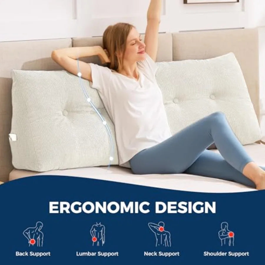 Large Headboard Pillow Triangle Pillows for Headboard Backrest Wedge Pillow for Reading Sitting Wor Daybed Pillows with Re