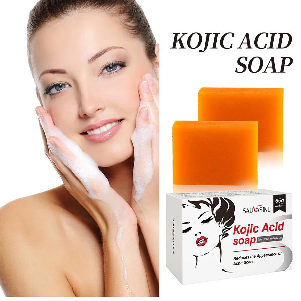 Homemade 2Pcs Kojic Acid Soap Natural Mild Non-Irritating Brightening Skin Exfoliator Body Face Cleansing Whitening Soap