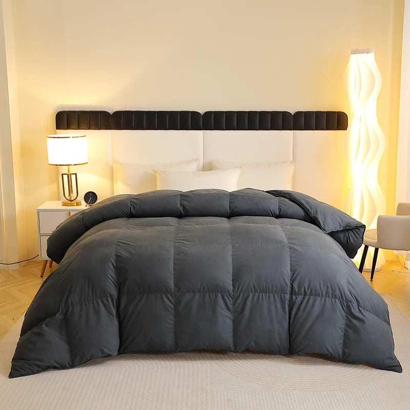 Comforter 1 Piece Duck Feather Quilted Comforter - 100% Duck Feather Full Queen King Twin Size Bedding for Allergy Sufferers